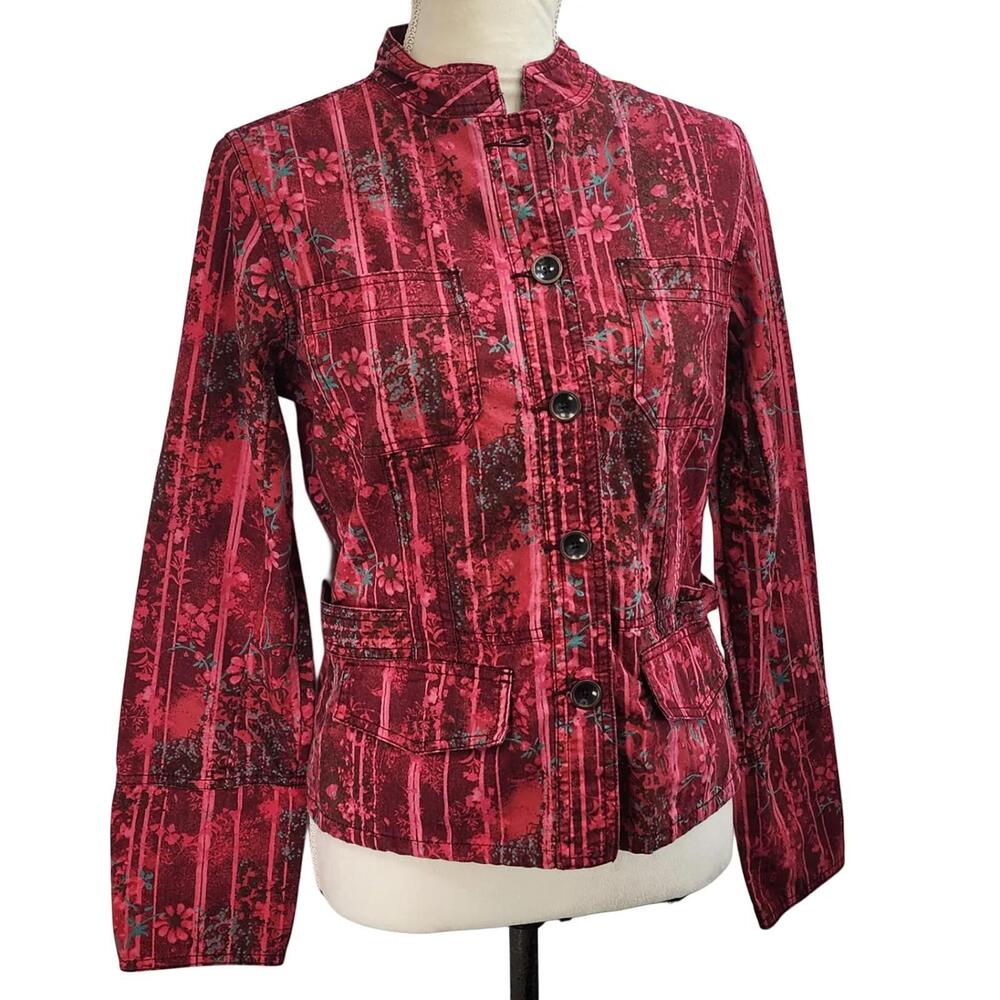 STO Susquehanna Trail Outfitters. Y2K Cotton Pink Floral Print Blazer. Small